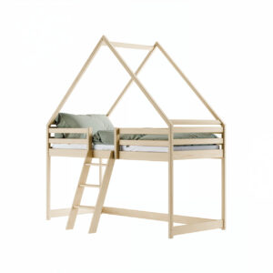 Drewniane łóżko piętrowe jednoosobowe NOON 90x200