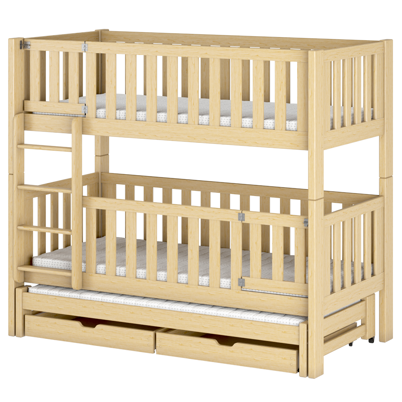 Drewniane łóżko piętrowe potrójne GATH 80x180