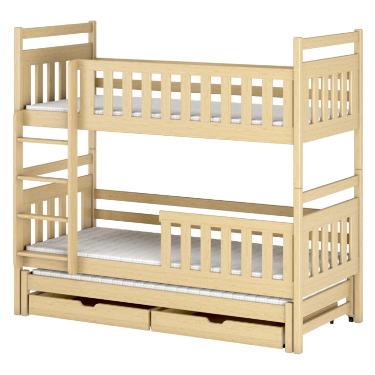 Drewniane łóżko piętrowe potrójne CLARA 80x160