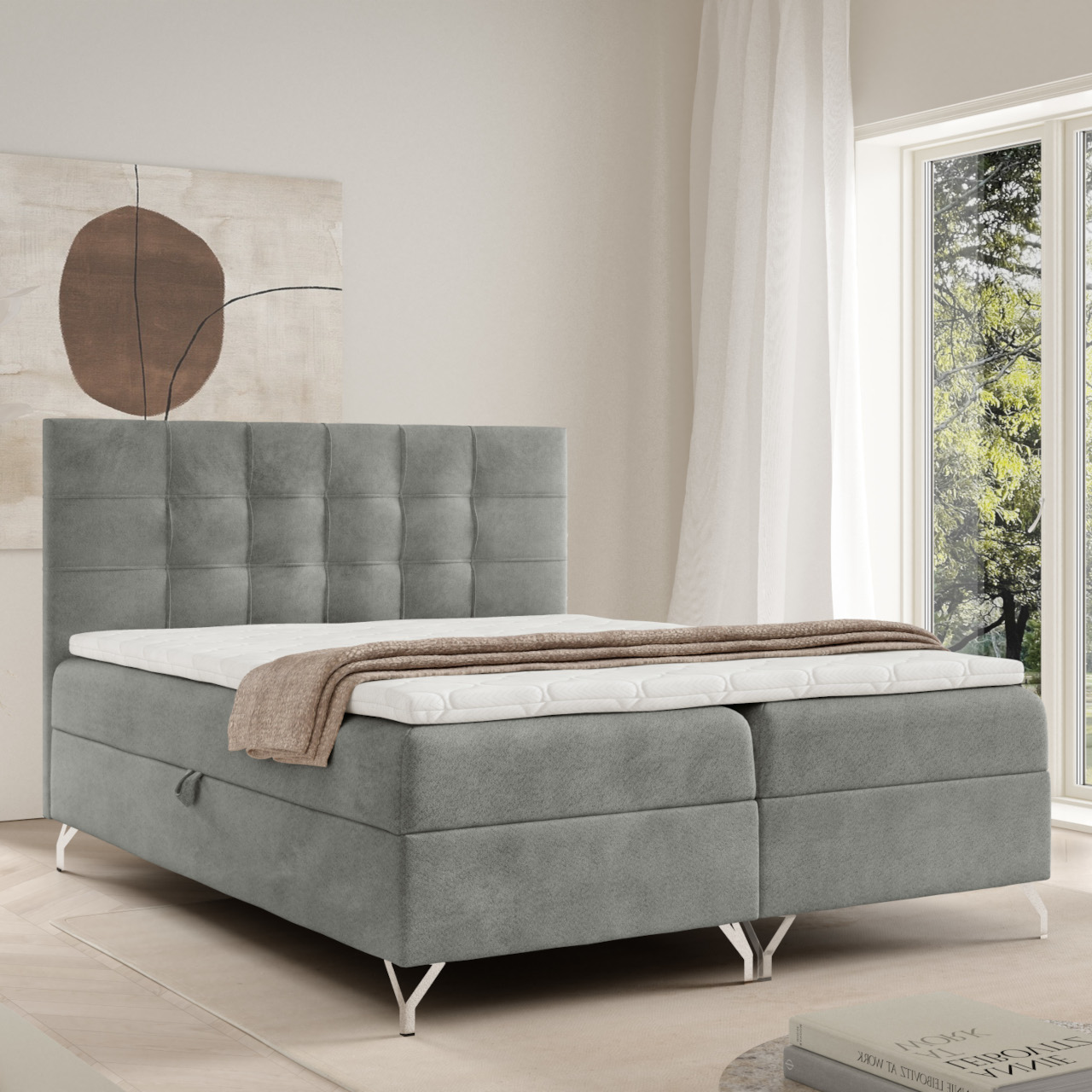 łóżko kontynentalne SIEBEN 200x200 z topperem GRATIS