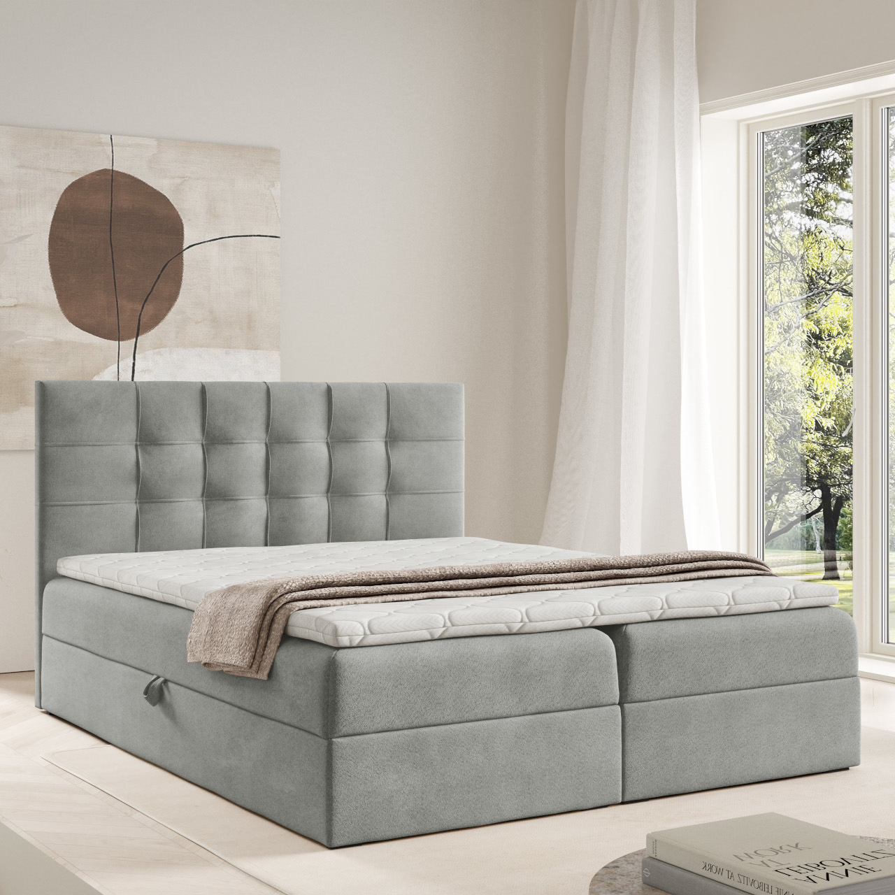 Łóżko kontynentalne ERSTE 200x200 z topperem GRATIS