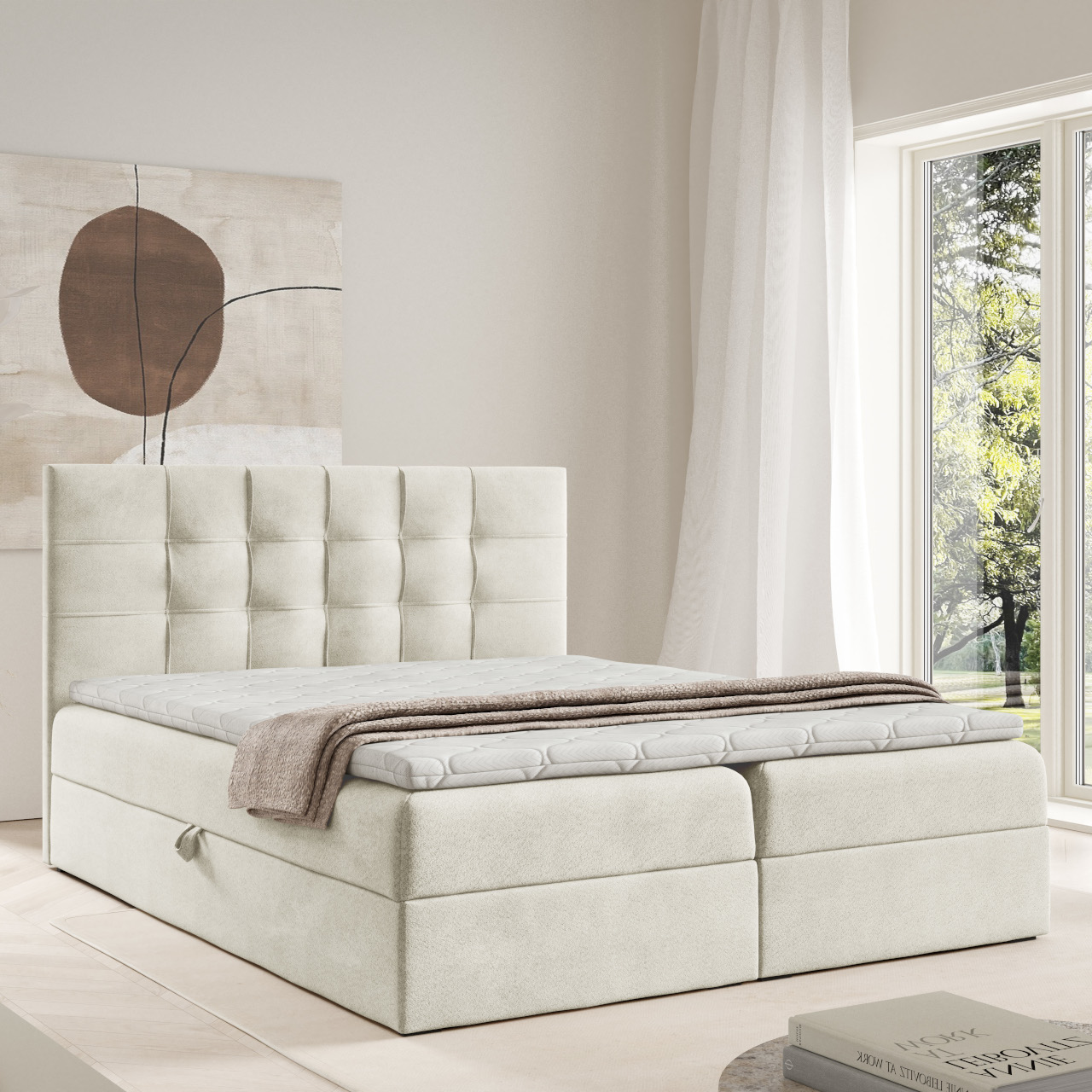 Łóżko kontynentalne ERSTE 200x200 z topperem GRATIS