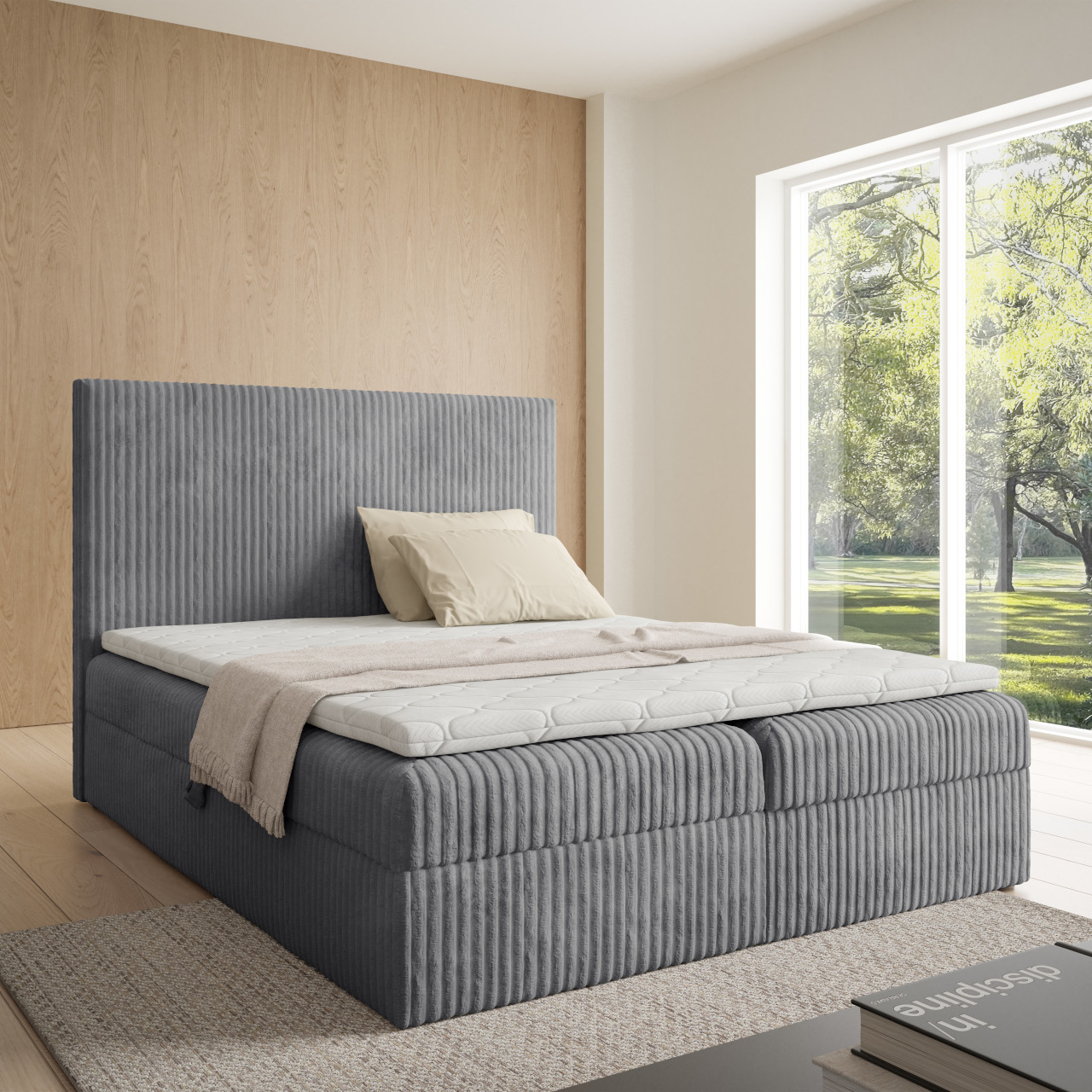 Łóżko kontynentalne STITCH 200x200 z topperem gratis