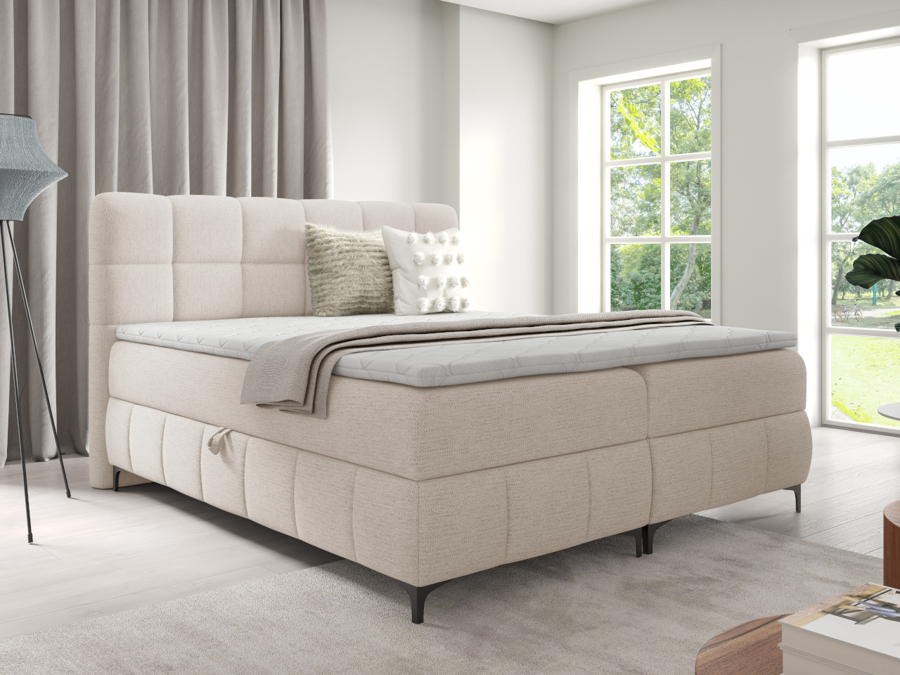 Łóżko kontynentalne ELLIS 200x200 z topperem gratis