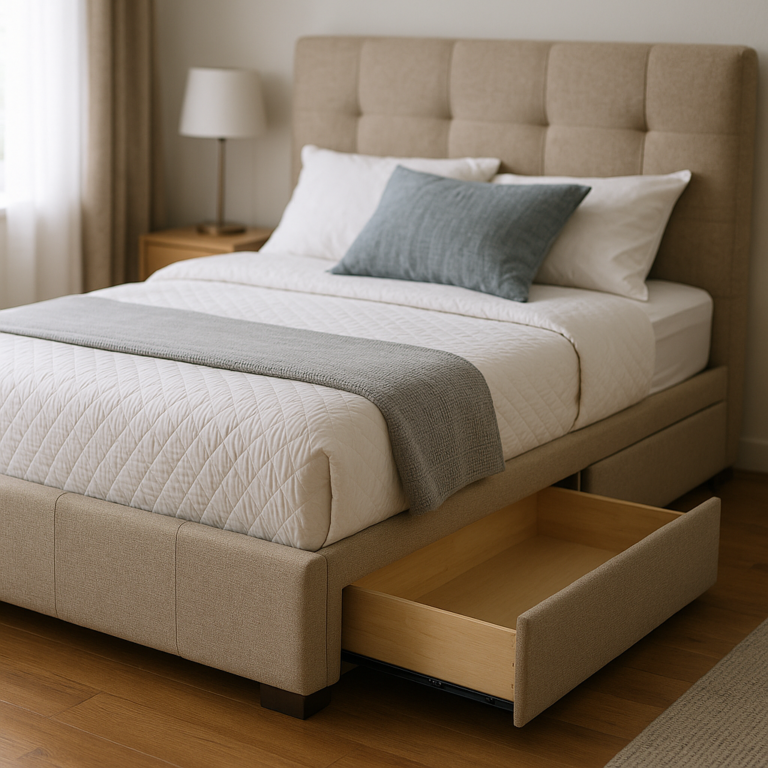 Łóżko tapicerowane z szufladami do sypialni idealne