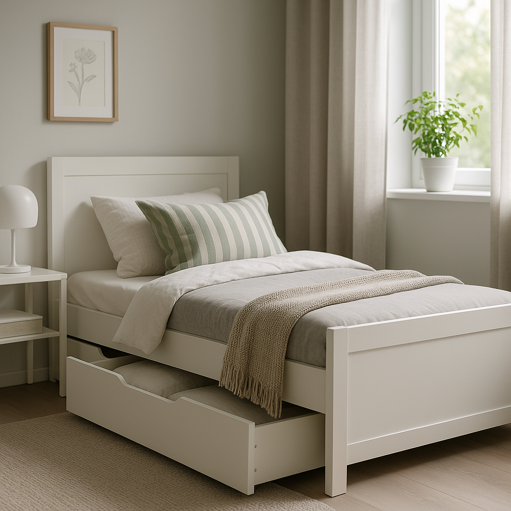 Łóżko 90x200 z pojemnikiem od IKEA - funkcjonalność i styl