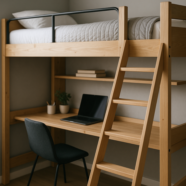 Piętrowe łóżka z biurkiem - oszczędność i styl
